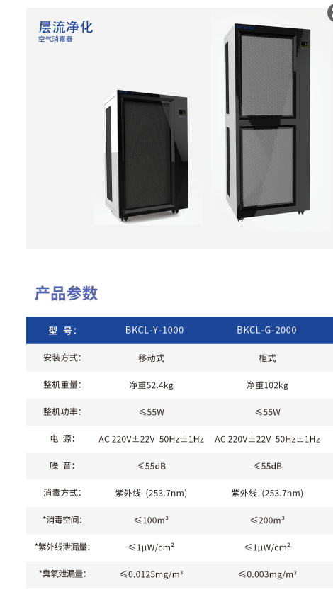 空气消毒机技术参数图